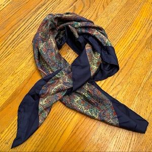 Vintage Liberty Paisley Deep Blue Square Silk Scarf